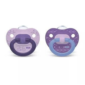 NUK Orthodontic Pacifiers 18-36M 2-Pack Silicone BPA Free Soothing Purple GirNew
